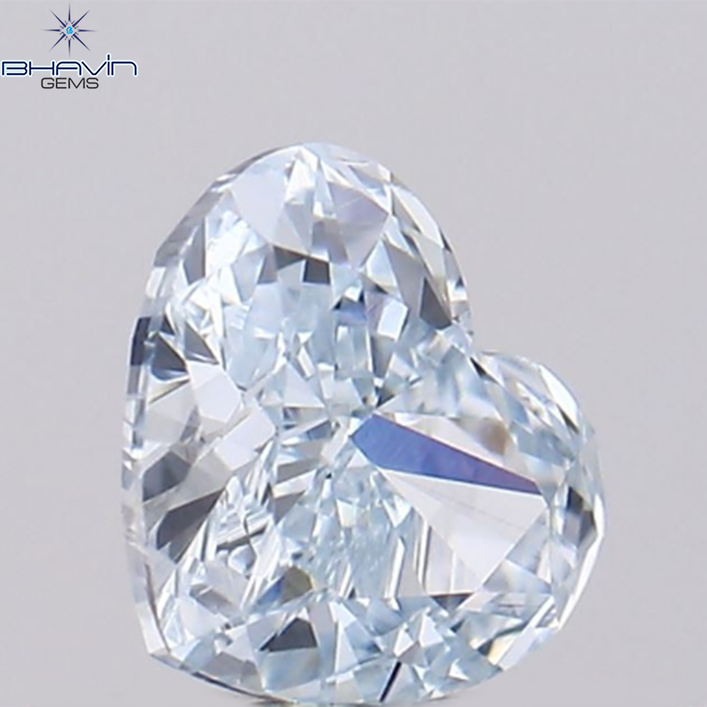 0.45 CT ハートシェイプ 天然ダイヤモンド 緑がかった青色 VS1 クラリティ (4.36 MM)