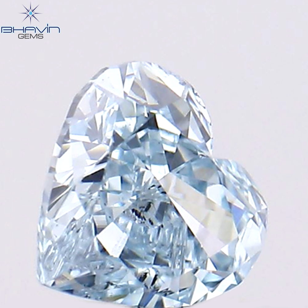 0.29 CT Natural Heart Diamond Enhanced Greenish Blue Color Clarity VS2 (4.25 MM)