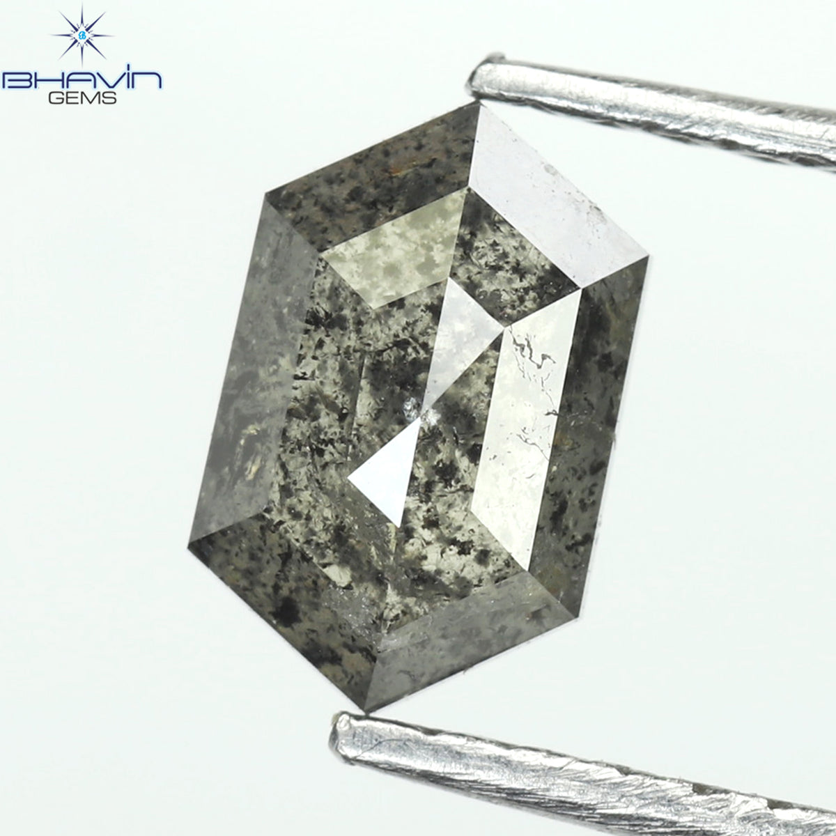 0.80 CT Natural Hexagon Diamond Salt And Pepper Color Clarity I3 (7.10 MM)