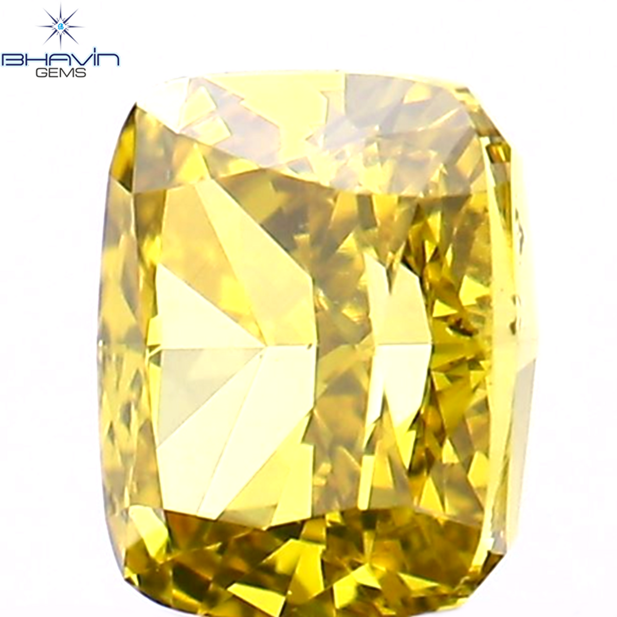 0.38 CT Natural Cushion Diamond Enhanced Green Yellow Color Clarity VS2 (4.20 MM)