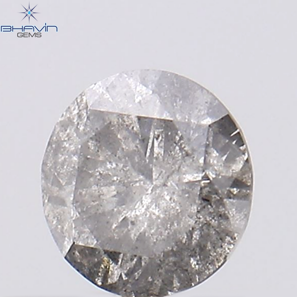 0.32 CT Round Shape Natural Loose Diamond Salt And Pepper Color I3 Clarity (4.08 MM)