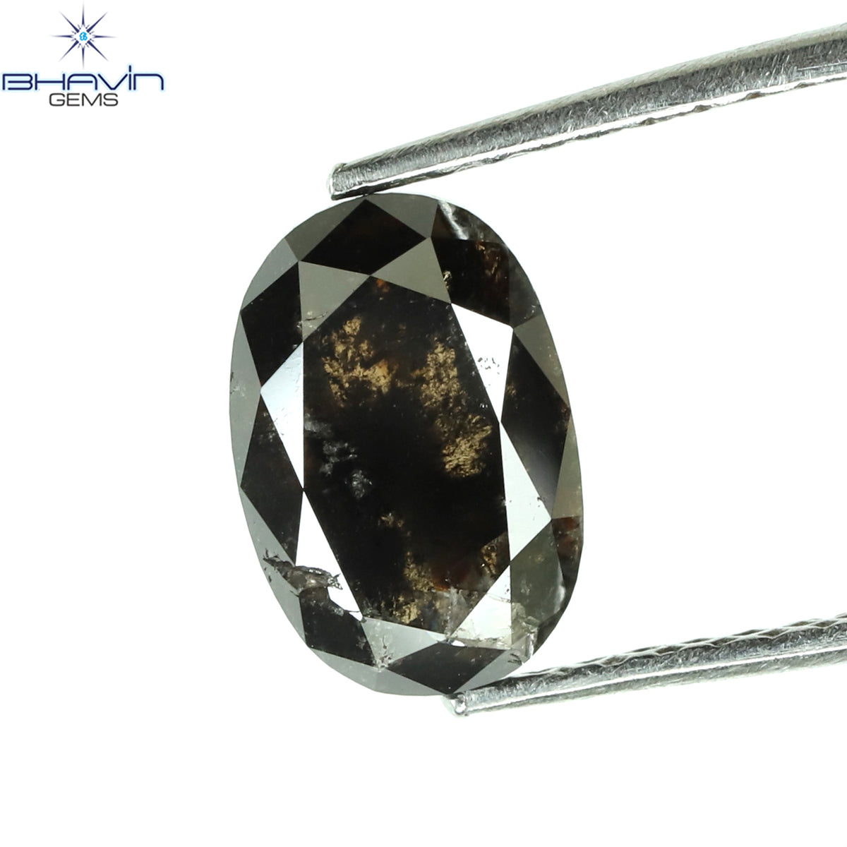0.36 CT オーバルシェイプ ナチュラル ダイヤモンド ソルト アンド パッパー カラー I3 クラリティ (4.66 MM)