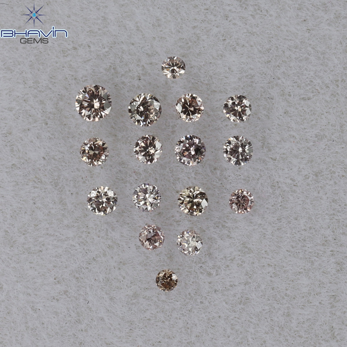 0.09 CT/16 Pcs Natural Round Diamond Brown Pink (Argyle) Color Clarity VS2 (1.40 MM)