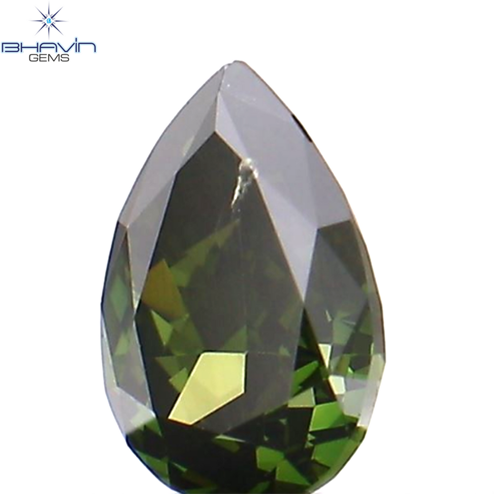 0.17 CT Pear Shape Natural Diamond Green Color VS2 Clarity (4.27 MM)