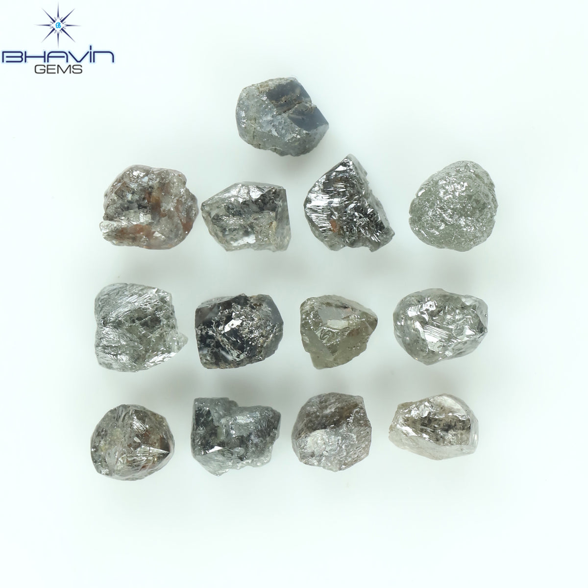 3.96 CT/13 Pcs Natural Rough Diamond Salt And Pepper Color Clarity I3 (3.78 MM)