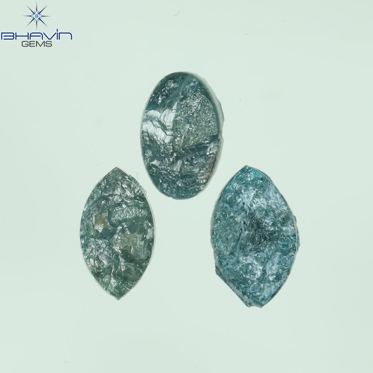 1.53 CT/3 Pcs Natural Mix Rough Diamond Enhanced Blue Color Clarity I3 (7.30 MM)