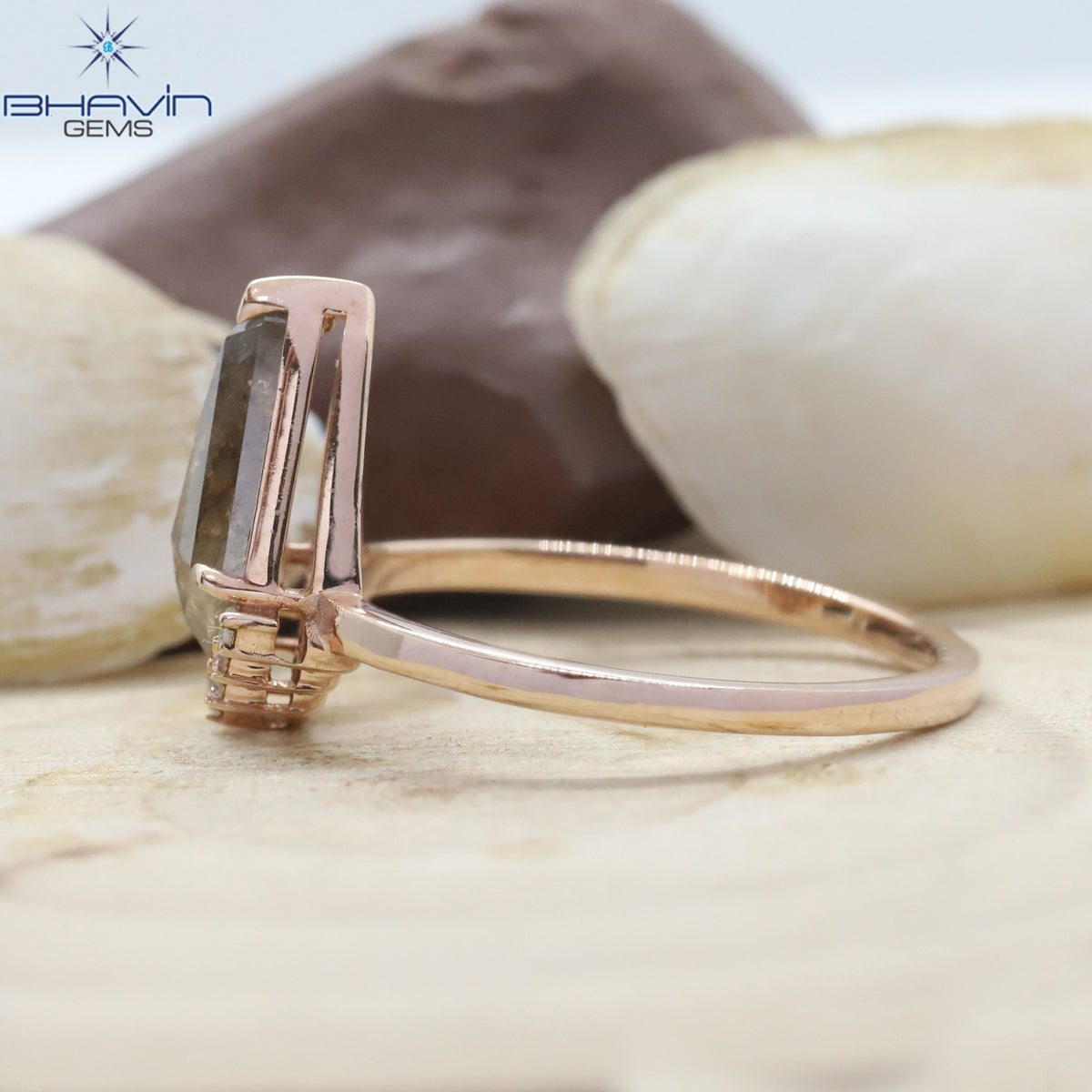 Shield Diamond, Brown Diamond, Natural Diamond Ring, Engagement Ring