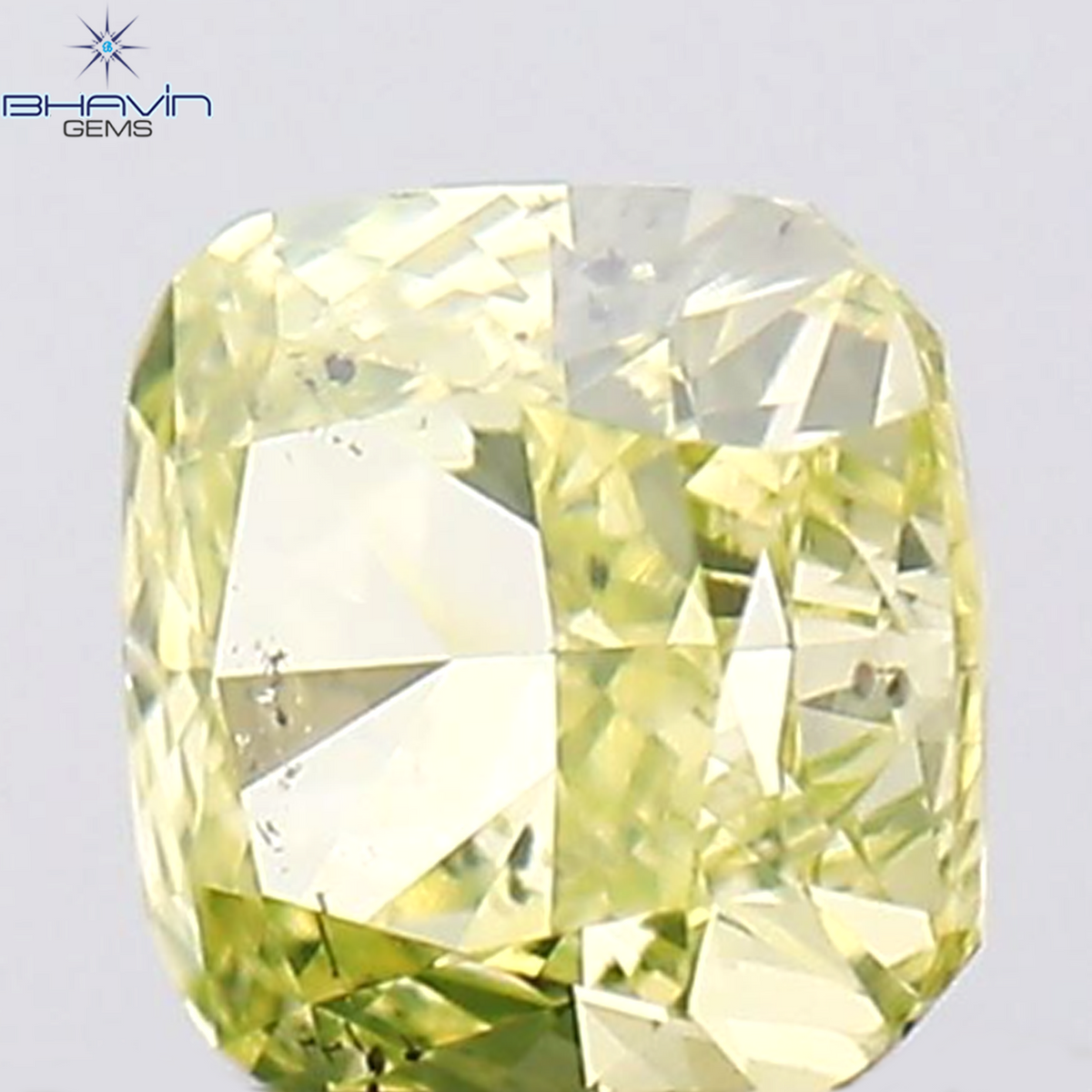 0.14 CT Natural Cushion Diamond Greenish Yellow Color Clarity SI1 (2.94 MM)