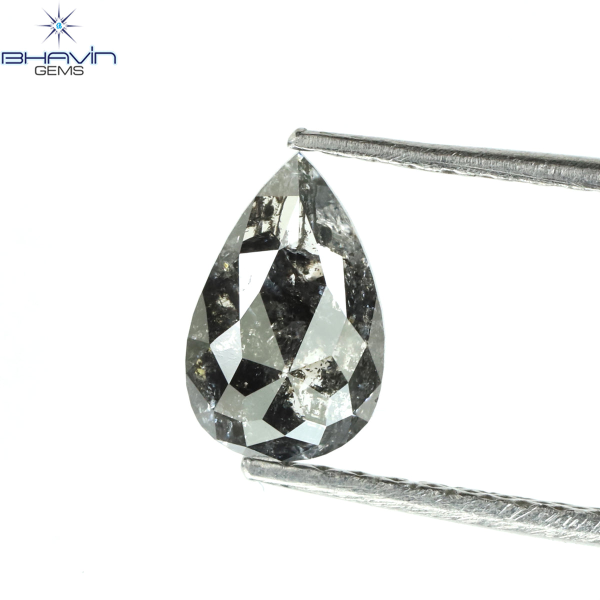 0.39 CT ペアシェイプ ナチュラル ルース ダイヤモンド ソルト アンド ペッパー カラー I3 クラリティ (5.27 MM)