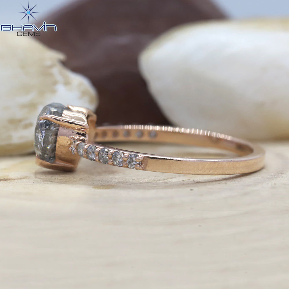 ハート ダイヤモンド ソルト アンド ペッパー ダイヤモンド、天然ダイヤモンド リング、婚約指輪
