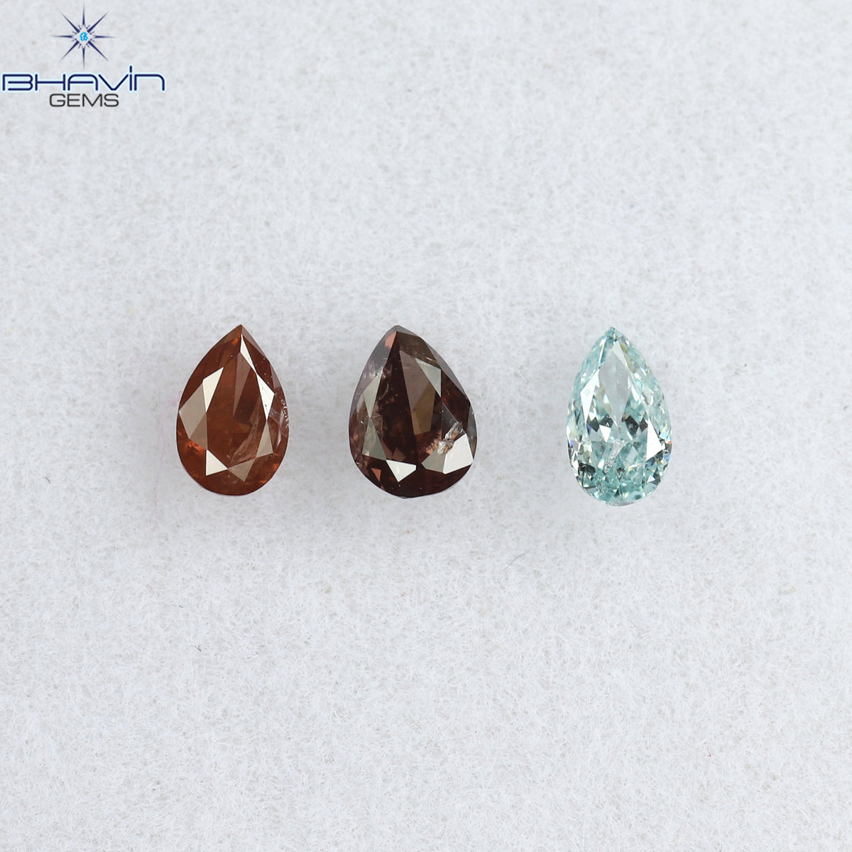0.32 CT/3 Pcs Natural Pear Diamond Enhanced Pink Color Clarity SI1 (3.80 MM)