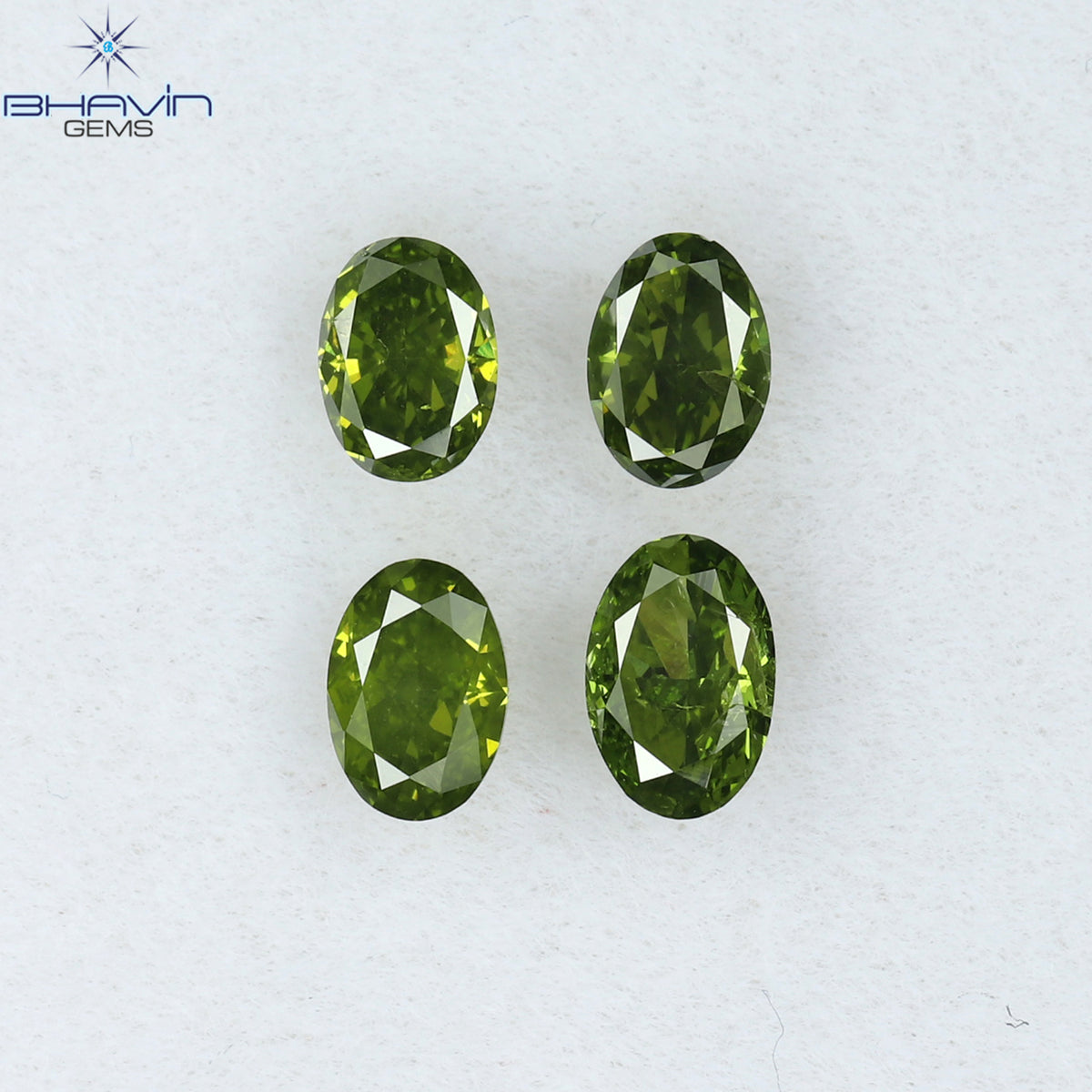 0.59 CT/4 Pcs Natural Oval Diamond Enhanced Green Color Clarity SI (4.22 MM)