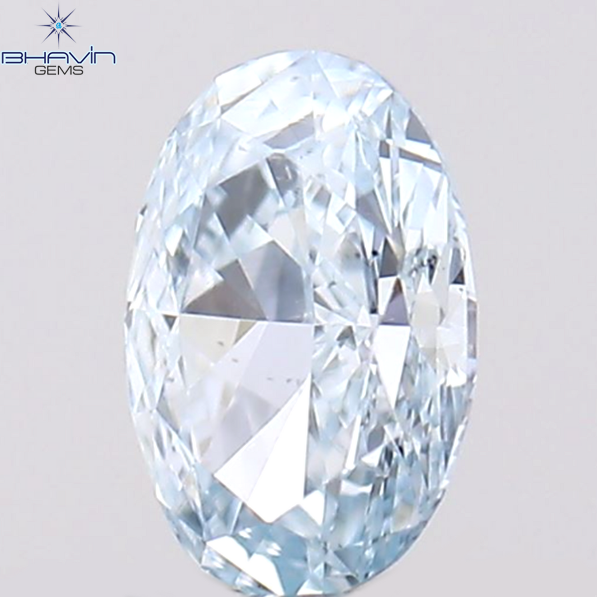 0.37 CT オーバル シェイプ ナチュラル ダイヤモンド グリーンがかったブルー カラー SI1 クラリティ (5.36 MM)