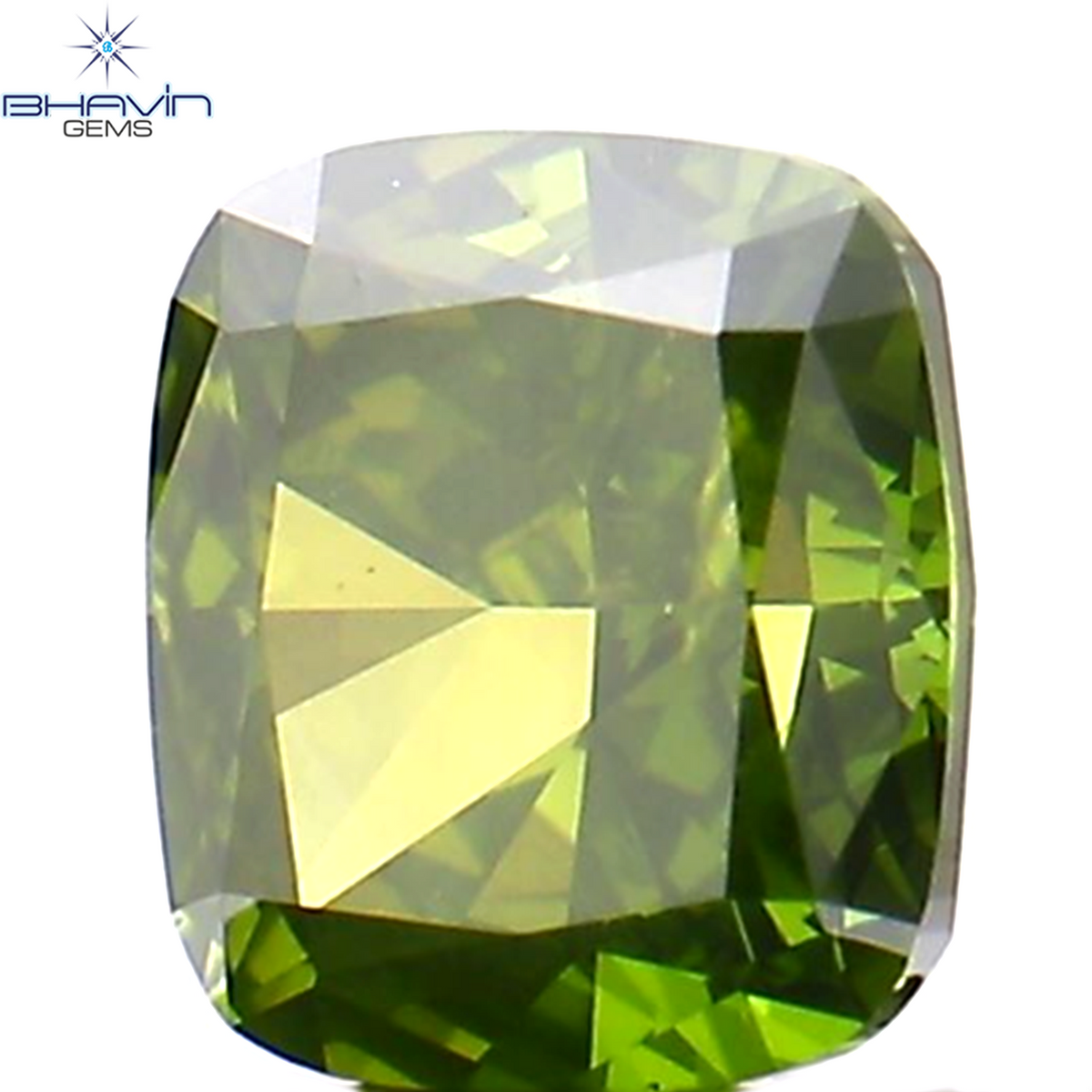 0.39 CT クッション シェイプ ナチュラル ルース ダイヤモンド 強化グリーン カラー VS2 クラリティ (4.26 MM)