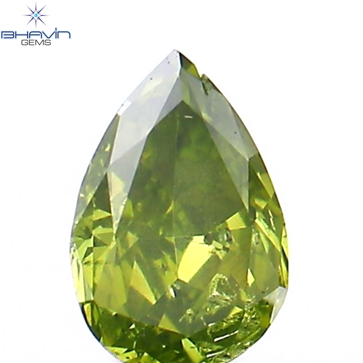0.15 CT Natural Pear Diamond Enhanced Green Color Clarity SI1 (4.12 MM)