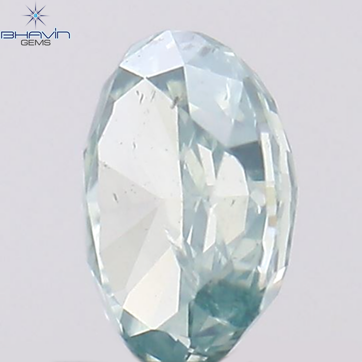 0.37 CT オーバル シェイプ ナチュラル ダイヤモンド グリーンがかったブルー カラー SI1 クラリティ (5.36 MM)