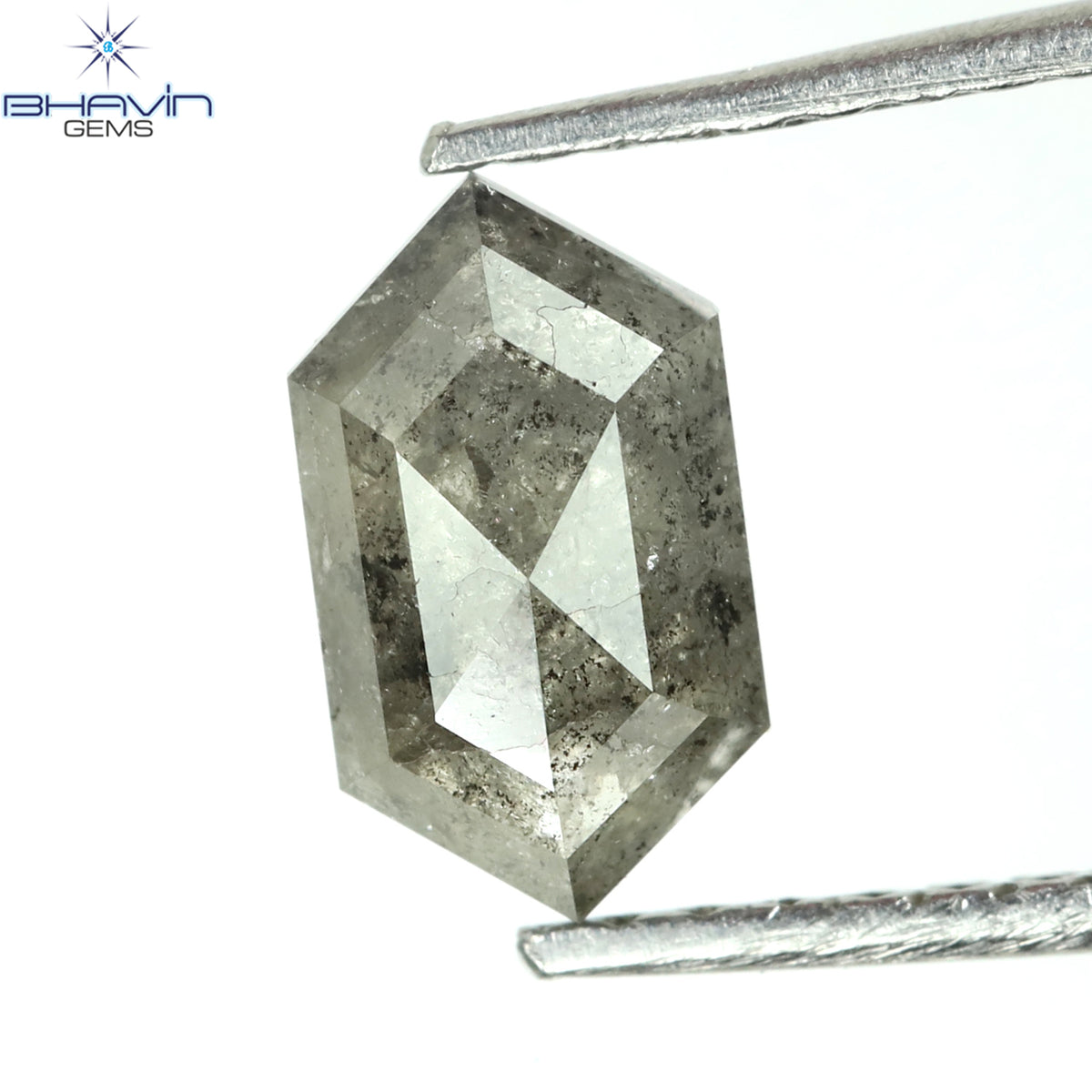 0.72 CT 六角形 天然ルース ダイヤモンド ソルト アンド ペッパー カラー I3 クラリティ (7.84 MM)