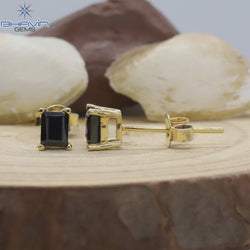 Diamond Pendant-Earring, Emerald Diamond, Black Diamond, Yellow Gold, Bridal Necklace