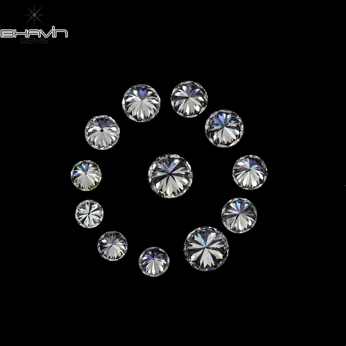 0.66 CT/12 Pcs Natural Round Diamond White Color Clarity VS2 (3.00 MM)