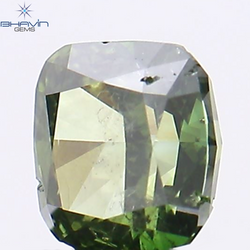 0.28 CT Cushion Shape Natural Loose Diamond Enhanced Green Color SI2 Clarity (3.68 MM)