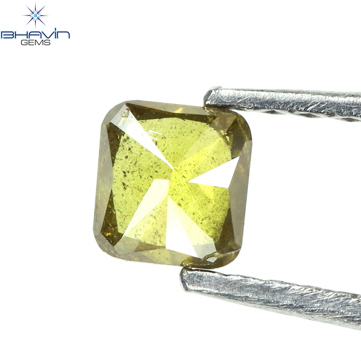 0.29 CT Natural Cushion Diamond Enhanced Green Yellow Color Clarity I1 (3.84 MM)