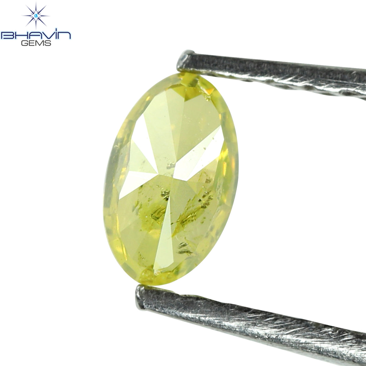 0.34 CT オーバルシェイプ エンハンスト イエロー カラー 天然ダイヤモンド I3 クラリティ (4.91 MM)