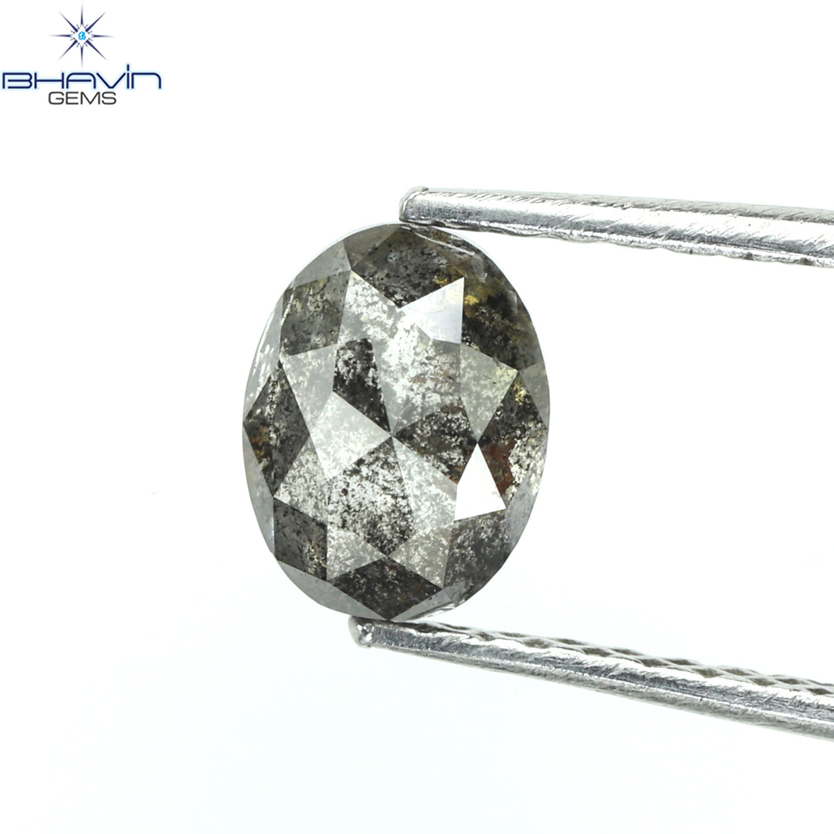 0.88 CT Natural Oval Diamond Salt and Pepper Color Clarity I3 (6.28 MM)