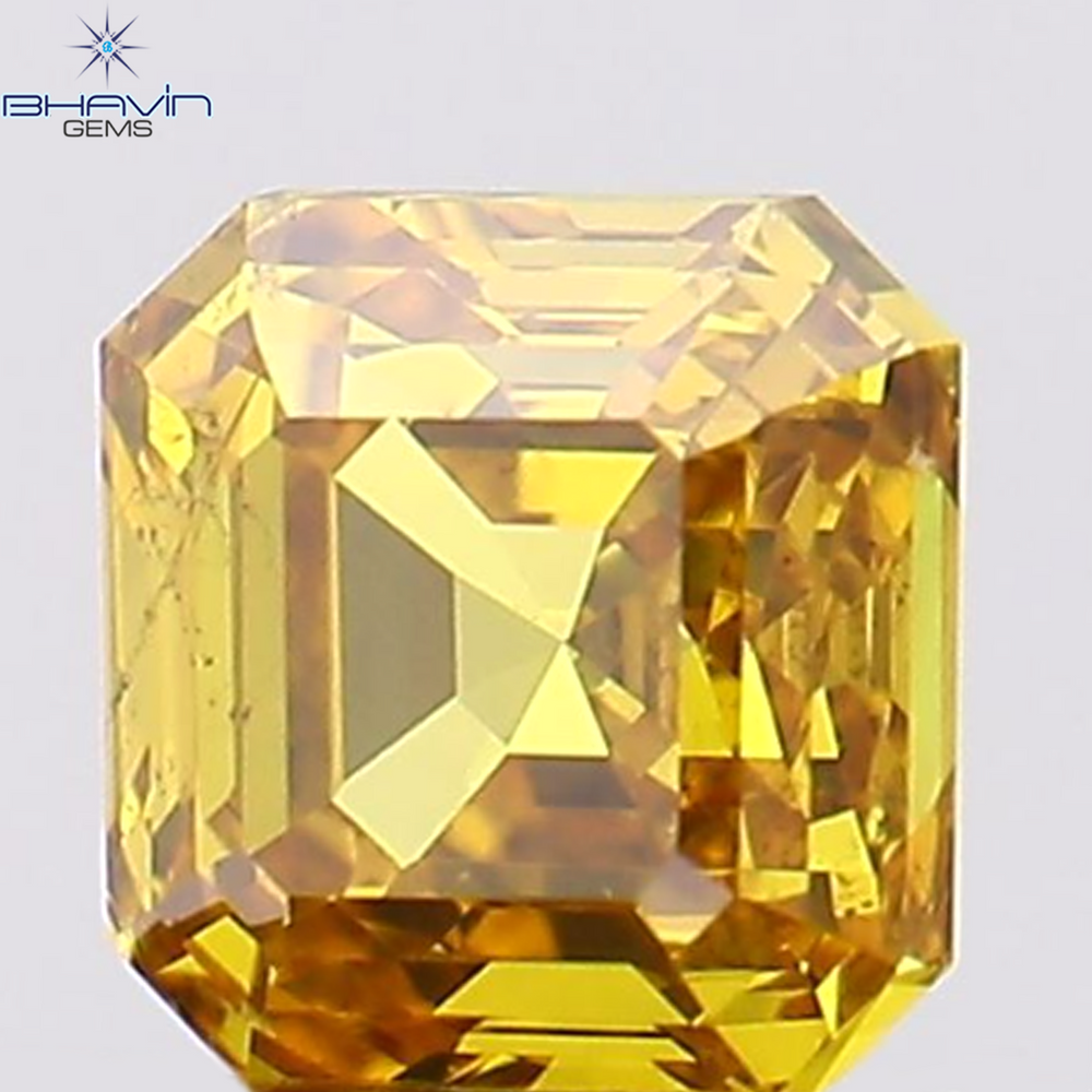 0.45 CT Asscher Shape Natural Diamond Orange Color SI1 Clarity (4.08 MM)