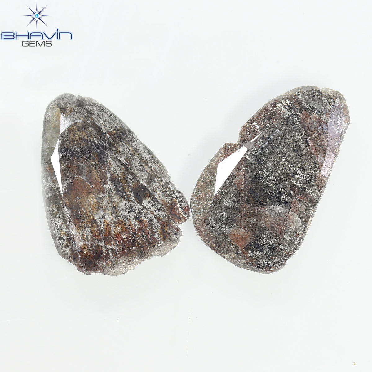 2.20 CT (2 Pcs) Slice Natural Diamond Brown Color Clarity I3 (13.00 MM)
