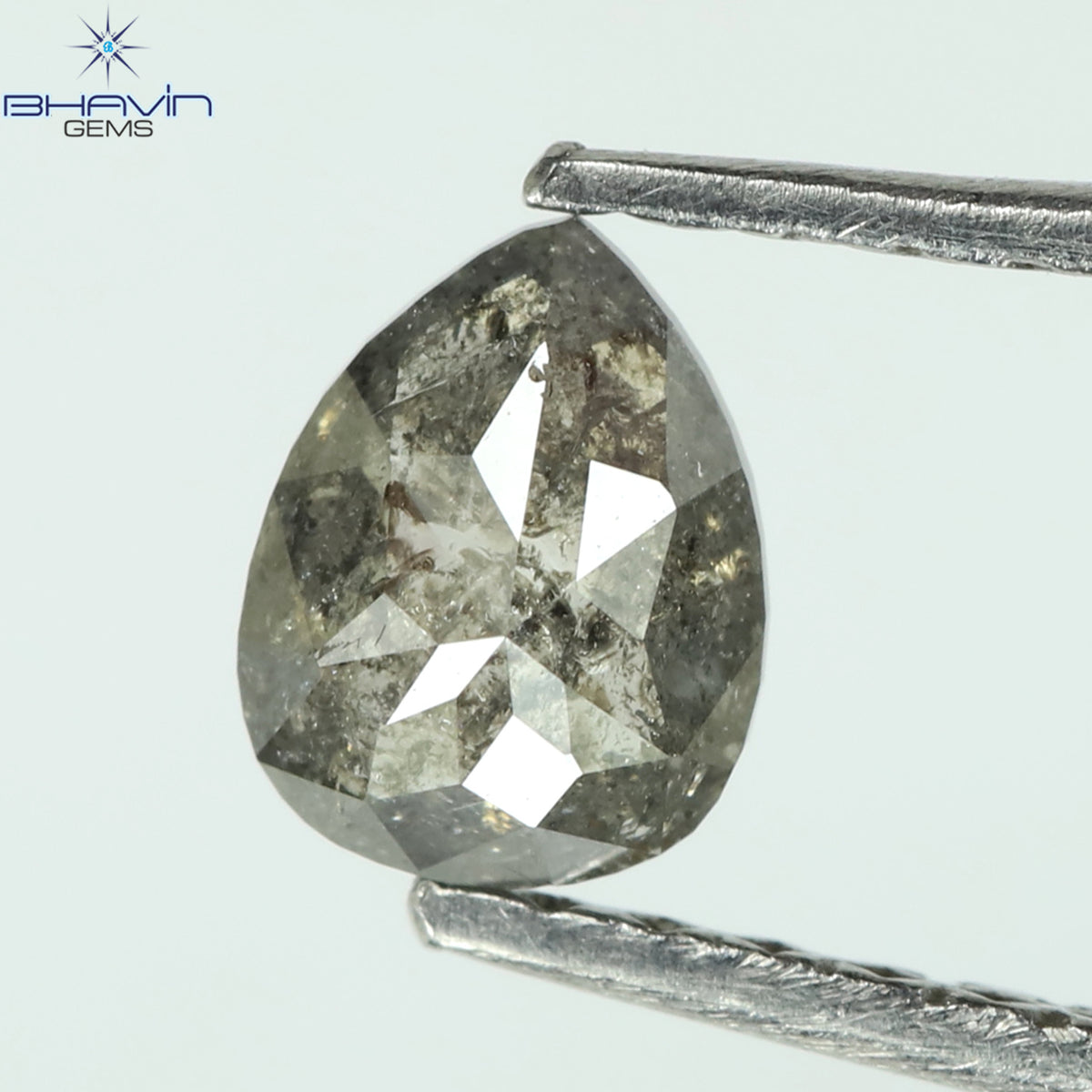 0.39 CT ペアシェイプ ナチュラル ルース ダイヤモンド ソルト アンド ペッパー カラー I3 クラリティ (5.27 MM)