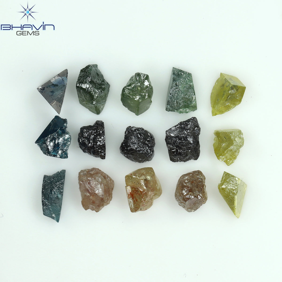 9.39 CT/22 Pcs Natural Rough Diamond Enhanced Mix Fancy Color Clarity I3 (4.85 MM)