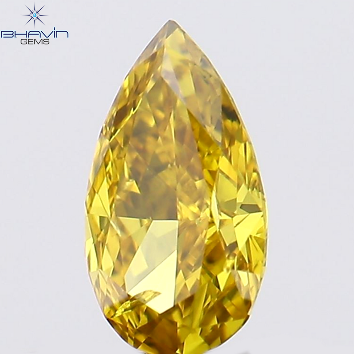 0.18 CT Natural Pear Diamond Enhanced Orange Yellow Color Clarity SI1 (5.03 MM)