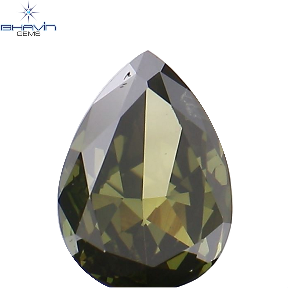 0.34 CT ペアシェイプ ナチュラル ダイヤモンド グリーン カラー VS2 クラリティ (5.45 MM)