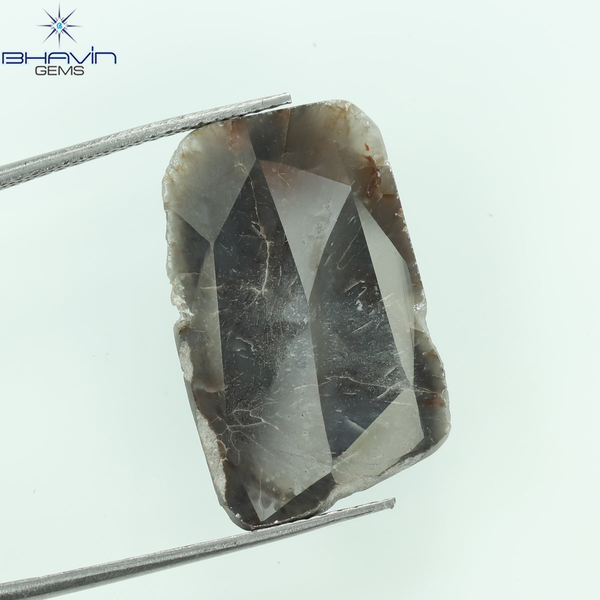 5.75 CT スライス シェイプ ナチュラル ダイヤモンド ブラウン グレー カラー I3 クラリティ (22.00 MM)