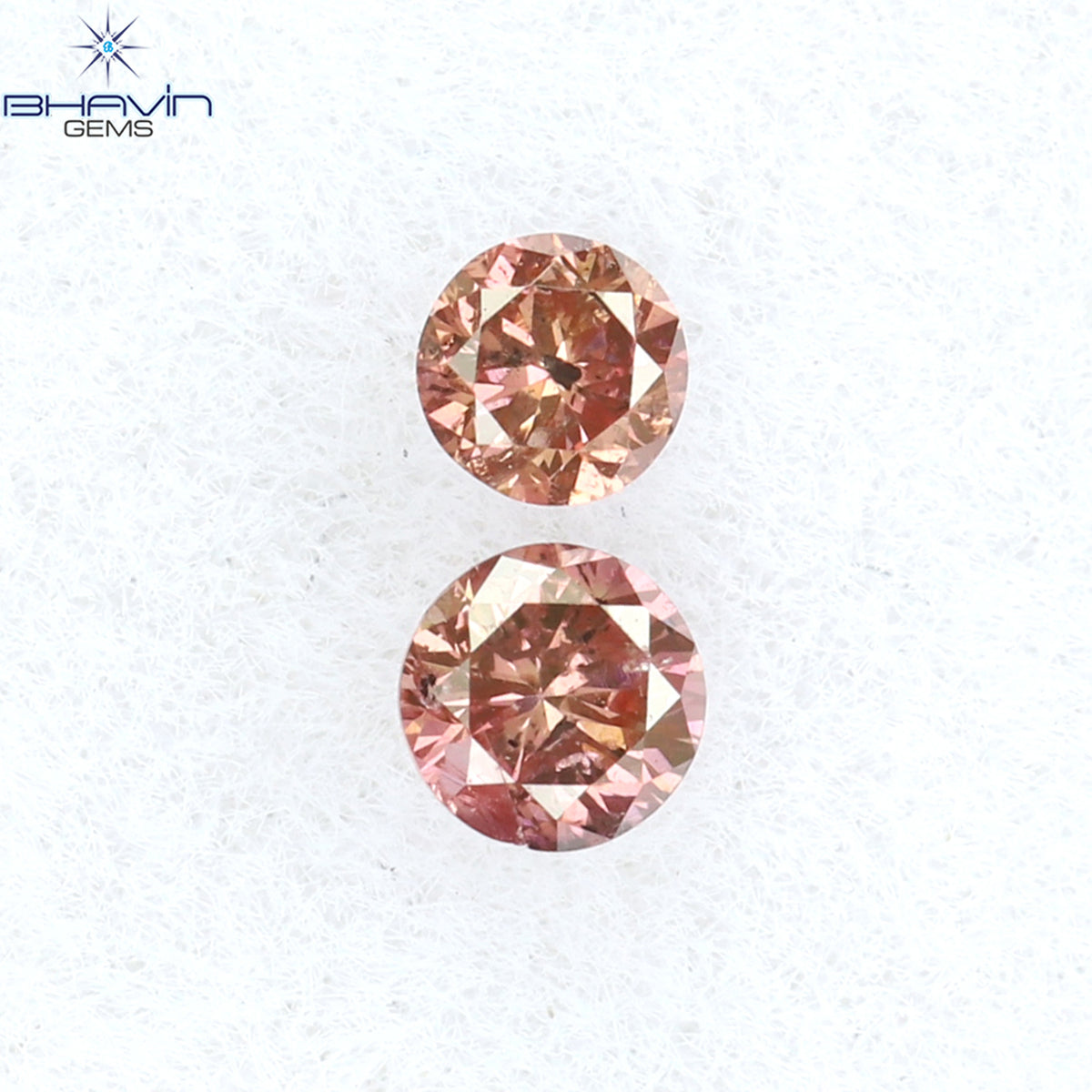 0.08 CT/2 Pcs Natural Round Diamond Enhanced Pink Color Clarity I1 (2.10 MM)