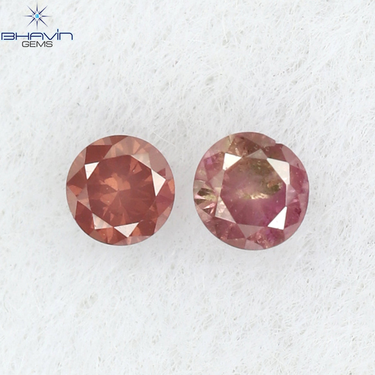 0.06 CT/2 ピース ラウンド シェイプ ナチュラル ルース ダイヤモンド ピンク カラー I3 クラリティ (1.85 MM)