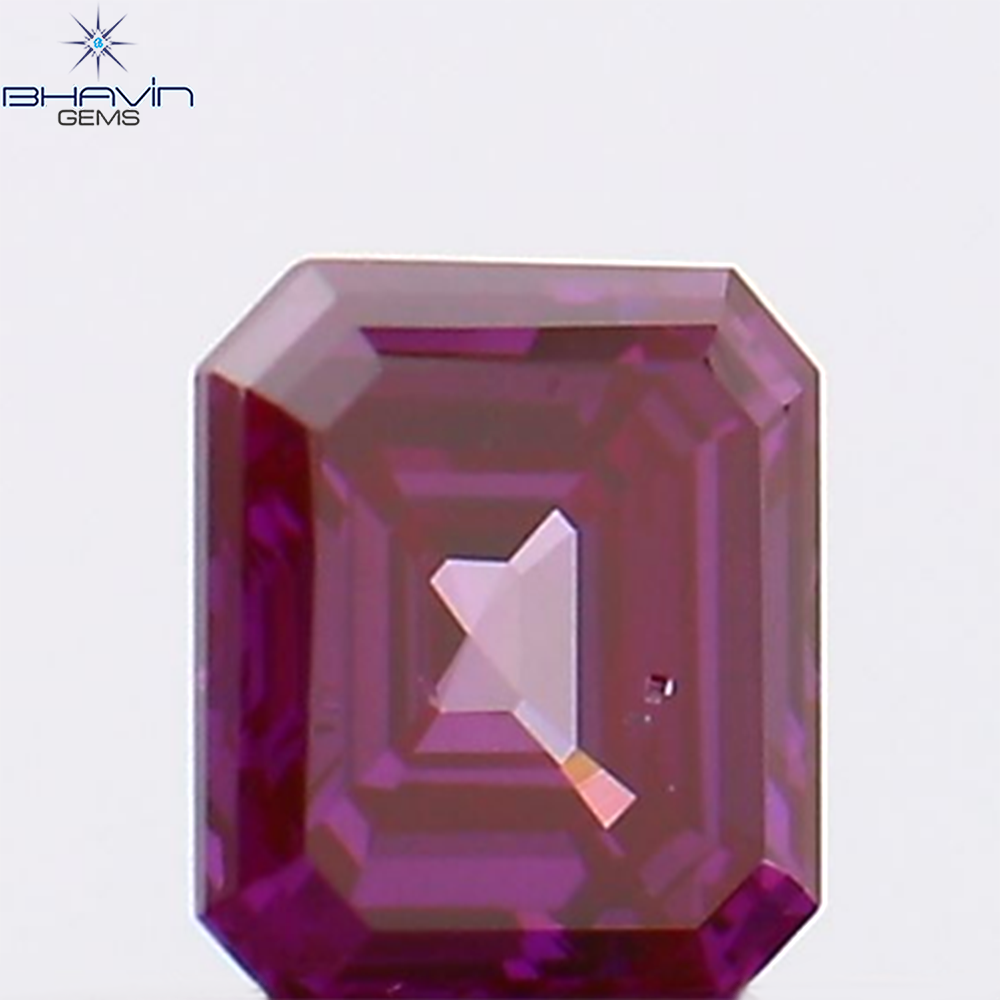 0.24 CT Natural Asscher Diamond Enhanced Pink Color Clarity VS2 (3.74 MM)