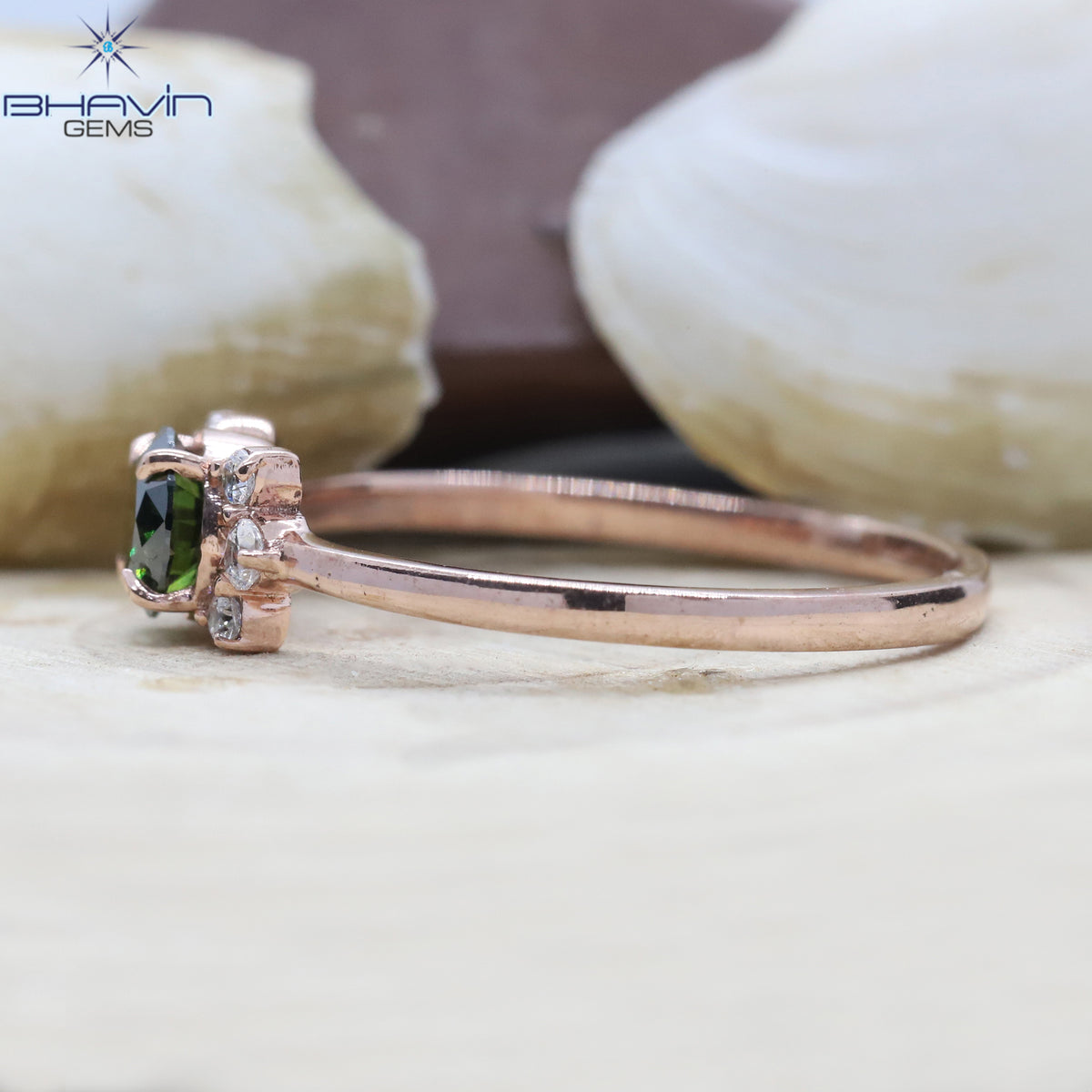 Gold Ring, Round Diamond, Green Diamond, Natural Diamond Ring, Engagement Ring, Wedding Ring, Diamond Ring