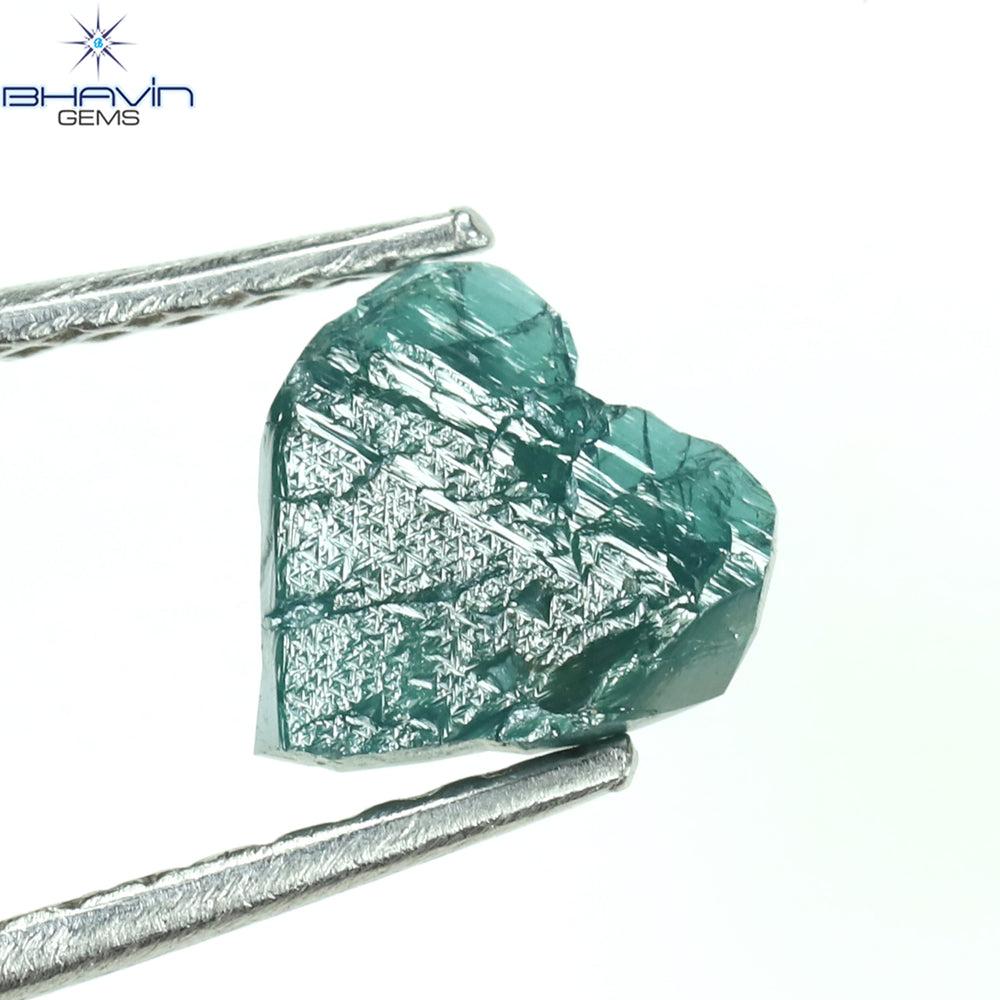 0.49 CT Heart Rough Shape Blue Natural Loose Diamond I3 Clarity (6.03 MM)