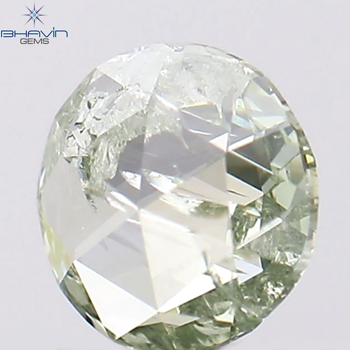 0.22 CT Natural Round Rose Cut Diamond Enhanced Bluish Green Color Clarity I2 (4.29 MM)