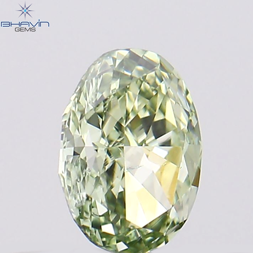 0.26 CT Natural Oval Diamond Enhanced Bluish Green Color Clarity VS1 (4.42 MM)