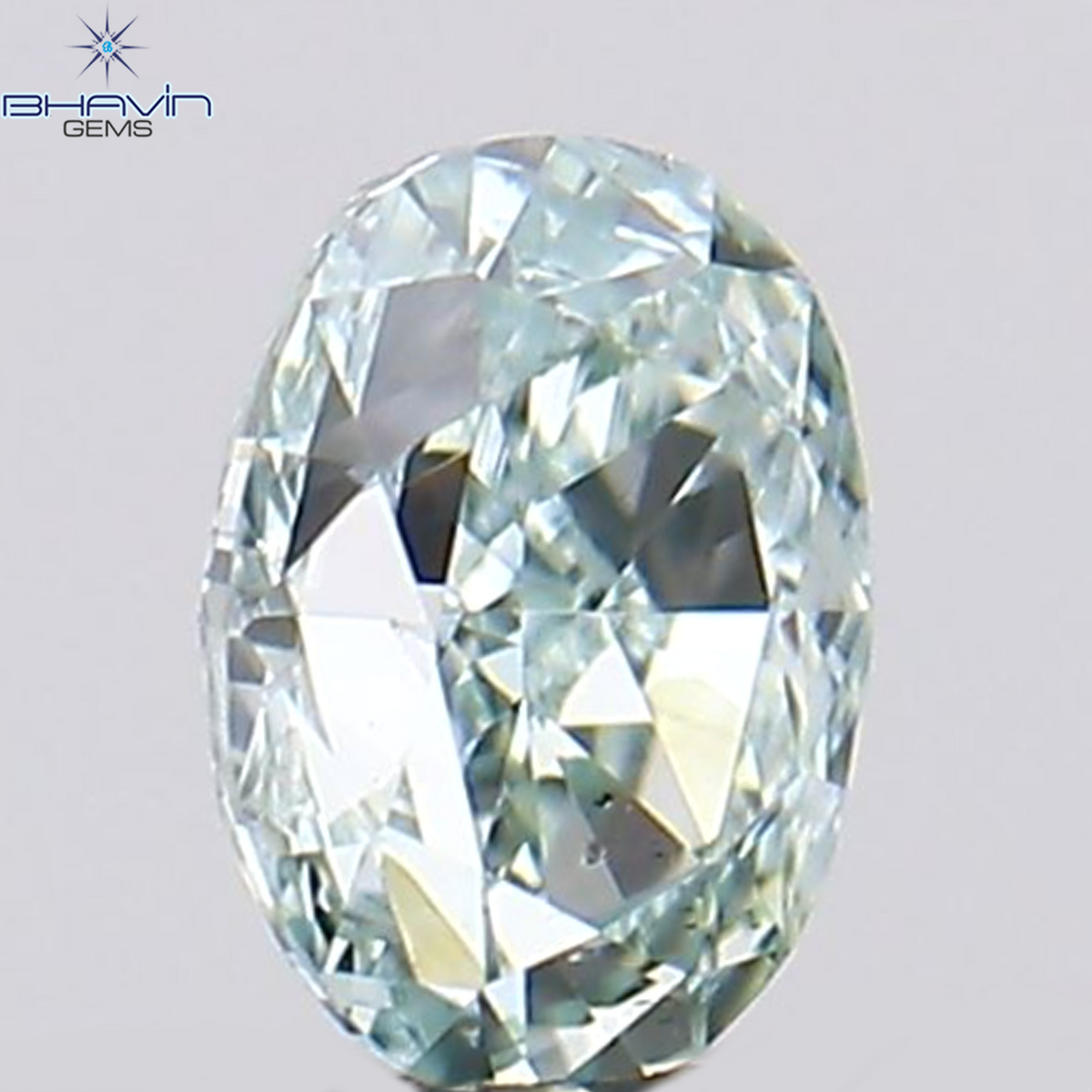 0.10 CT Natural Oval Diamond Enhanced Greenish Blue Color Clarity VS1 (3.14 MM)