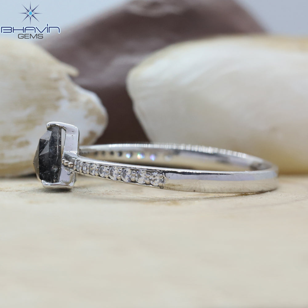 Triangle Diamond, Natural Diamond Ring, Salt And pepper Diamond, Gold Ring, Engagement Ring, Wedding Ring, Diamond Ring