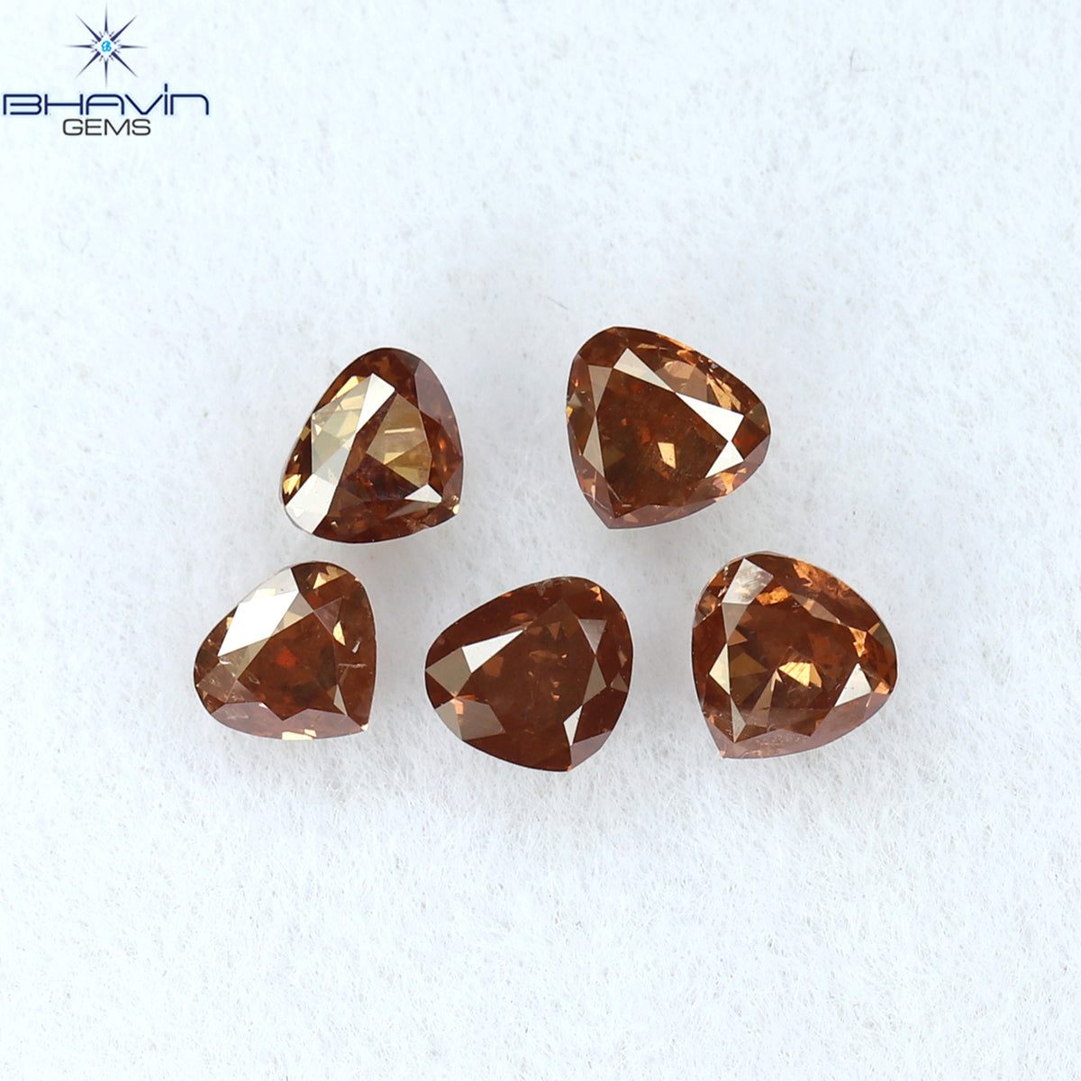 0.64 CT/5 ピース ハートシェイプ ナチュラル ルース ダイヤモンド ピンク カラー SI1 クラリティ (3.20 MM)