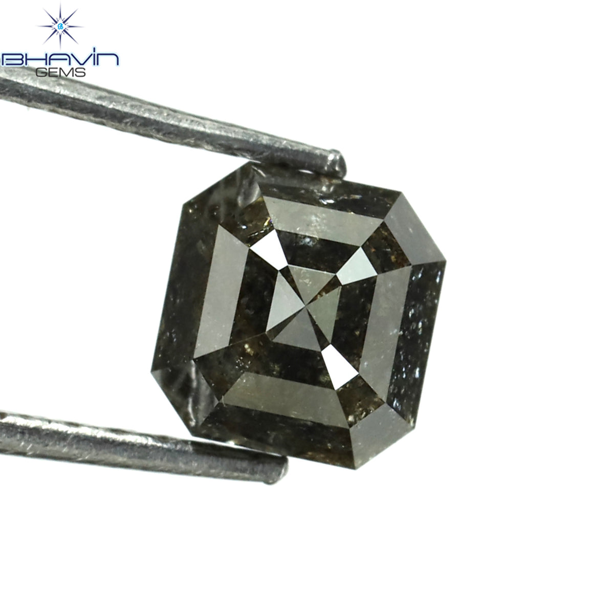 1.00 CT アッシャー シェイプ ナチュラル ダイヤモンド ソルト アンド ペッパー カラー I3 クラリティ (5.72 MM)