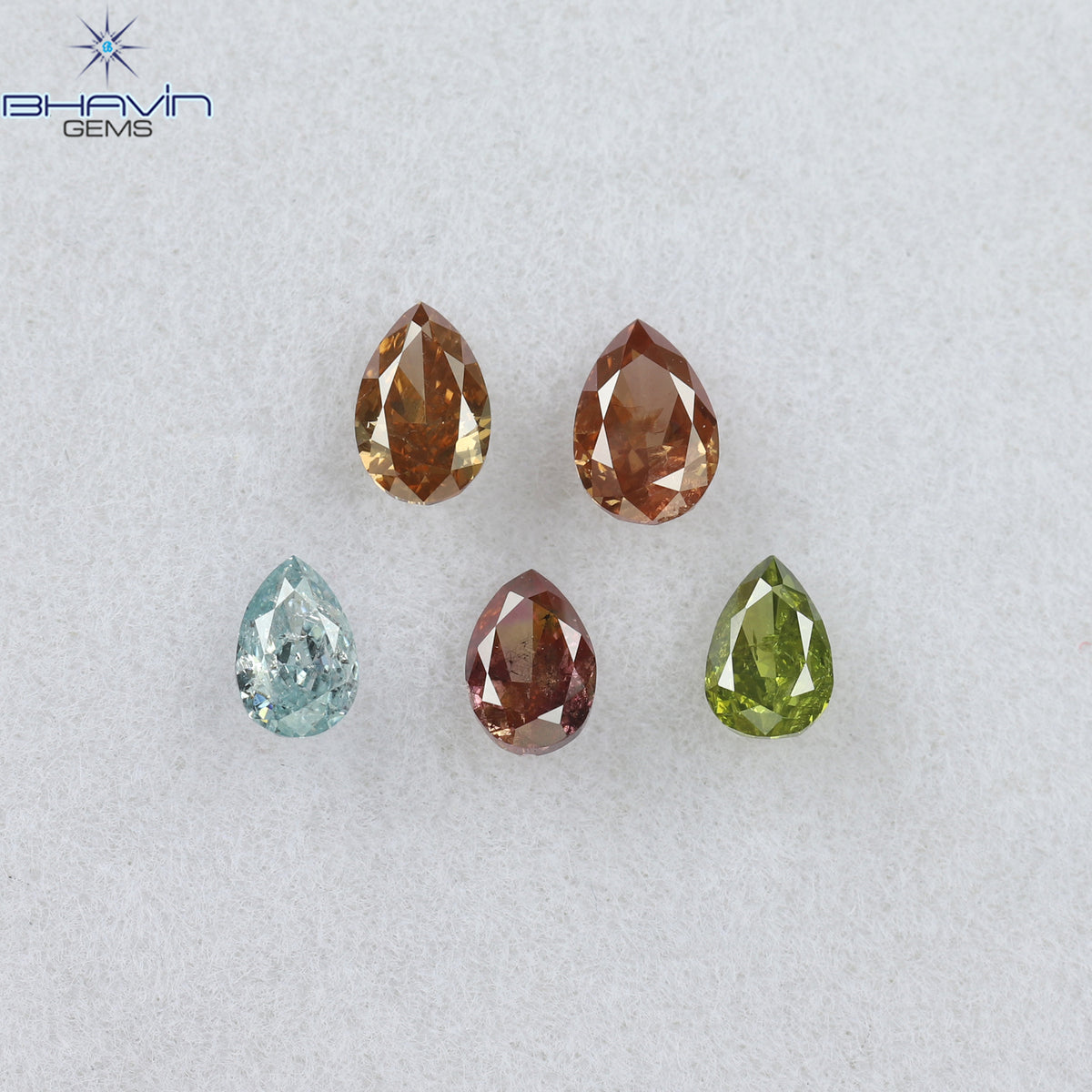 0.67 CT/5 Pcs Natural Pear Diamond Enhanced Pink Color Clarity SI2 (4.15 MM)