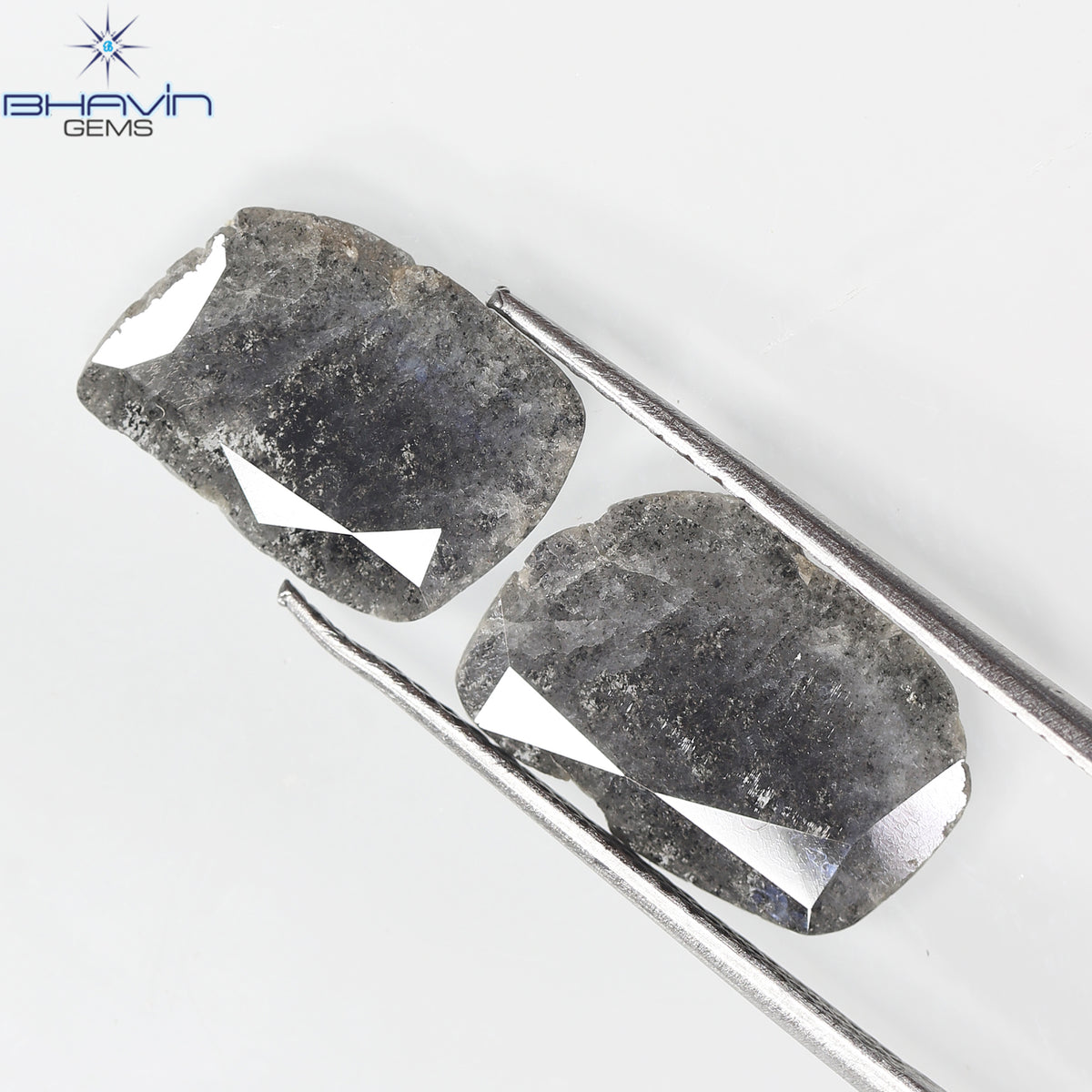 2.32 CT/2 ピース スライス ダイヤモンド ソルト アンド ペッパー カラー クラリティ I3 (12.50 MM)