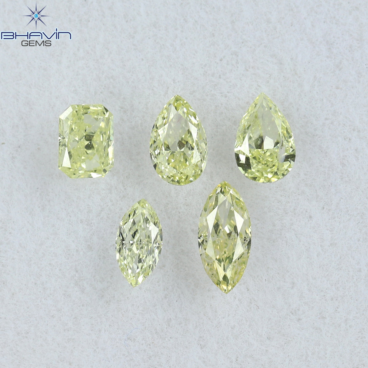 0.49 CT/5 ピース ミックス シェイプ ナチュラル ダイヤモンド イエロー カラー SI2 クラリティ (2.20 MM)
