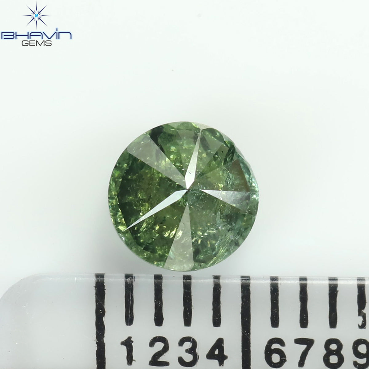 0.57 CT ラウンド ダイヤモンド 天然ダイヤモンド グリーン カラー I3 クラリティ (5.20 MM)