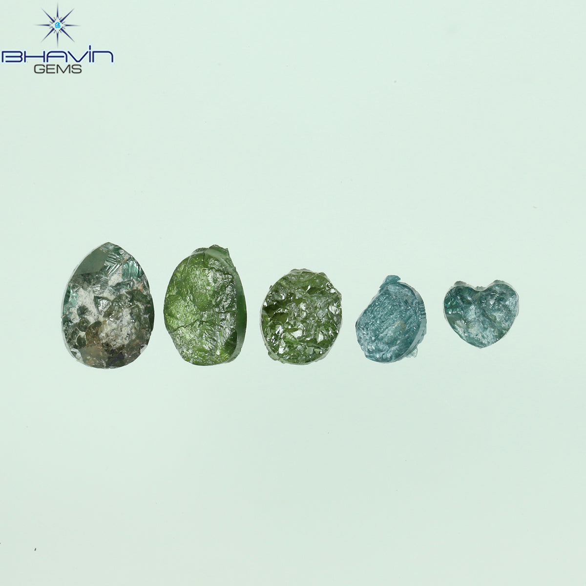 1.05 CT、ノーカット ポルキ シェイプ、天然ダイヤモンド、ブルー カラー、I3 クラリティ (5.42 MM)